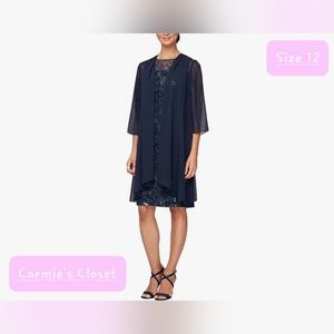 🔥NWT🔥OBO🔥 🟠 Alex Evenings Women's Short Embroidered Dress Size 12